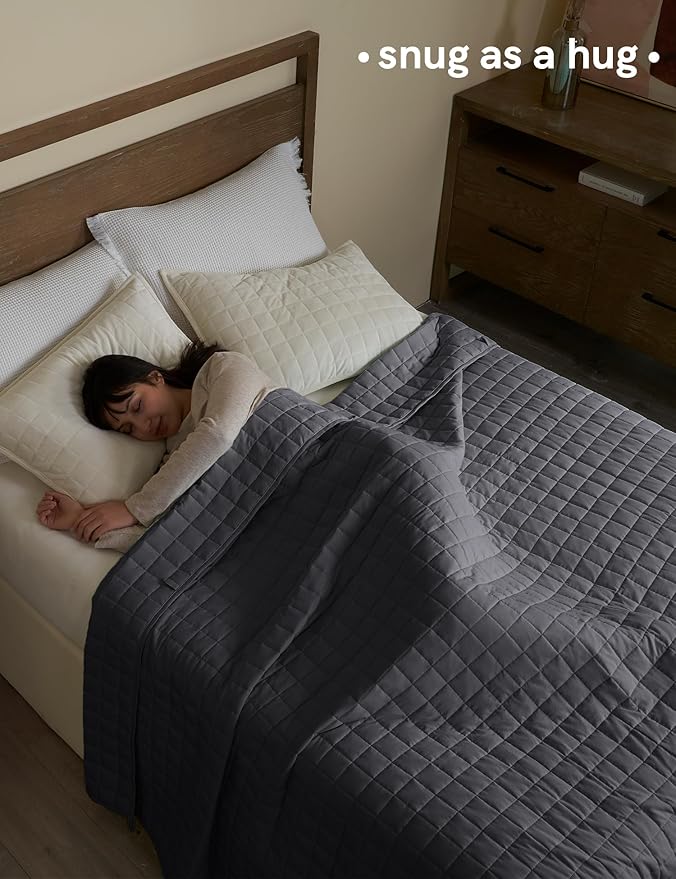 YnM Exclusive 50 lbs Weighted Blanket, Extra Heavy Cotton Bed Blanket for Two Persons, Ideal for Queen or King Bed (88x104 Inches, 50 Pounds, Dark Grey)