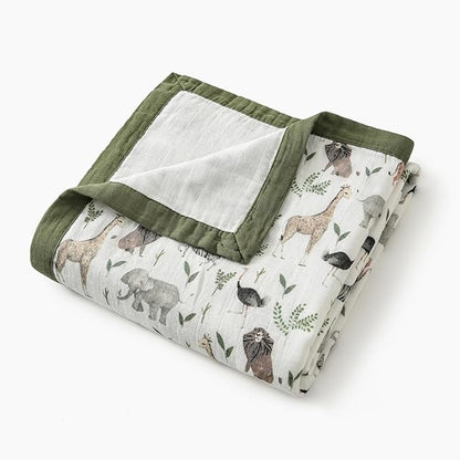 Little Jump Muslin Quilt Toddler Blanket - Silky Soft and Breathable Baby Quilt - Oversized 47" x 47" - 2 Layers Muslin Baby Blanket for Boy and Girls (Jungle-2)