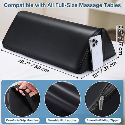 Knee Wedge Pillow for Legs, 20 x 12 x 7 inch Under Knee Elevated Pillow for Sleeping on Back Triangle Pillow for Legs with Strap Handle, Under Ankles Pain Relief Leg Pillow Bolster for Massage Table