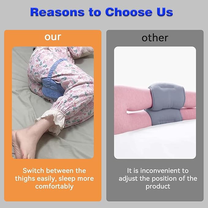 Hip Alignment Pillow for Side Sleepers – Memory Foam Knee Pillow for Sciatica & Hip Pain Relief, Smooth Spine Leg Support Cushion for Pregnancy, Seniors, and Recovery (Dark Blue)