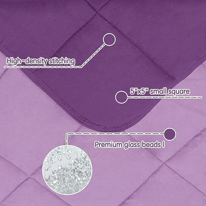 yescool Weighted Blanket (7 lbs, 41" x 60", Purple) Cooling Heavy Blanket for Sleeping Perfect for 60-90 lbs, Breathable Blanket with Premium Glass Bead, Machine Washable
