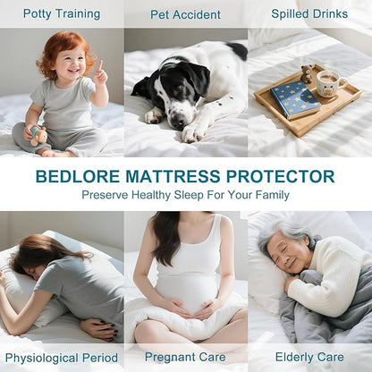 Waterproof Mattress Protector California King Size - Breathable, Noiseless, Ultra-Soft Bed Cover, Mattress Pad Cover with Deep Stretchable Pockets 8"-21" (Gray)