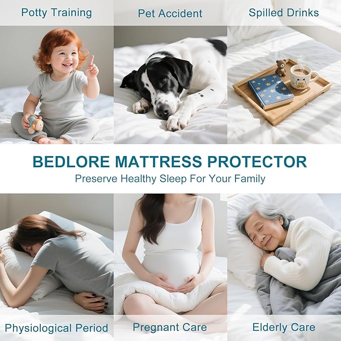 Waterproof Mattress Protector Twin Size - Breathable, Noiseless, Ultra-Soft Bed Cover, Mattress Pad Cover with Deep Stretchable Pockets 8"-21" (White)
