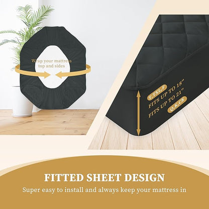 Quilted Fitted Twin Mattress Pad Cover, Waterproof Mattress Protector, Deep Pocket Elastic Fits Up to 18'', Breathable Soft Alternative Filling Mattress Pad (2 Pack)