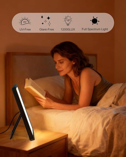10000 Full Spectrum, UV-Free Light LED Sunlight Lamp with 3 in 1 Mount, Timer & Adjustable Brightness, Portable, Daylight for Office Reading Morning Routine