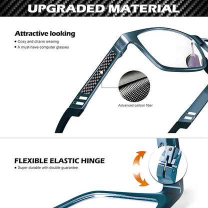 ANYLUV Blue Light Blocking Glasses Men Computer Gaming Glasses Lightweight Al-Mg Metal Anti Eyestrain Eye Protection