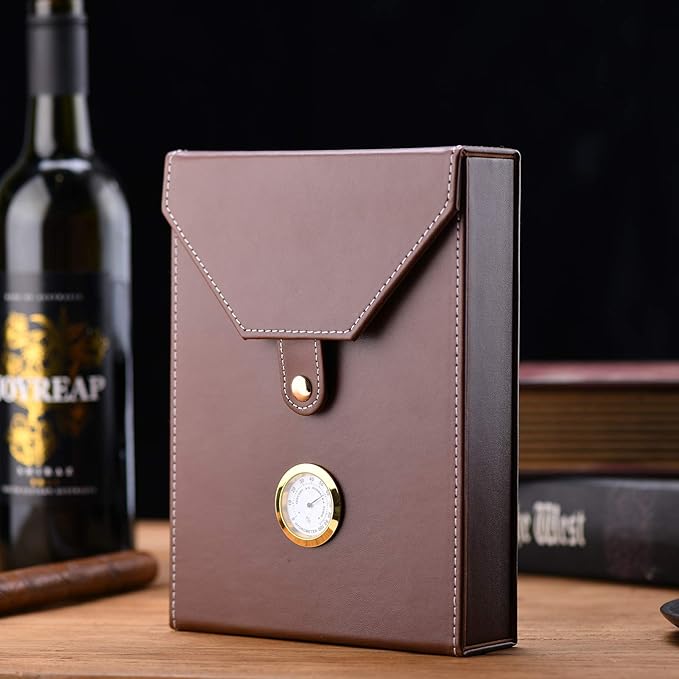 Cigar Case Travel - SEEJI Cigar Humidor Wood Cedar - Cigar Box Portable humidifier Hygrometer