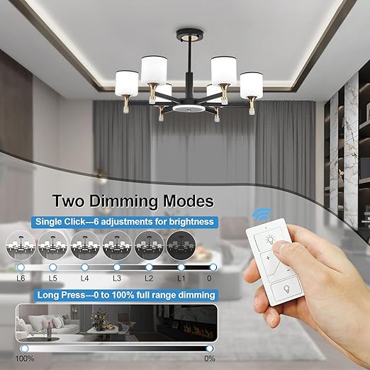 Dimmer Switch, Remote Light Switch with Wireless Remote Control, Bluetooth & Alexa Voice Compatible, Single Pole for Dimmable LED/CFL/Incandescent Lights, Neutral Wire Required