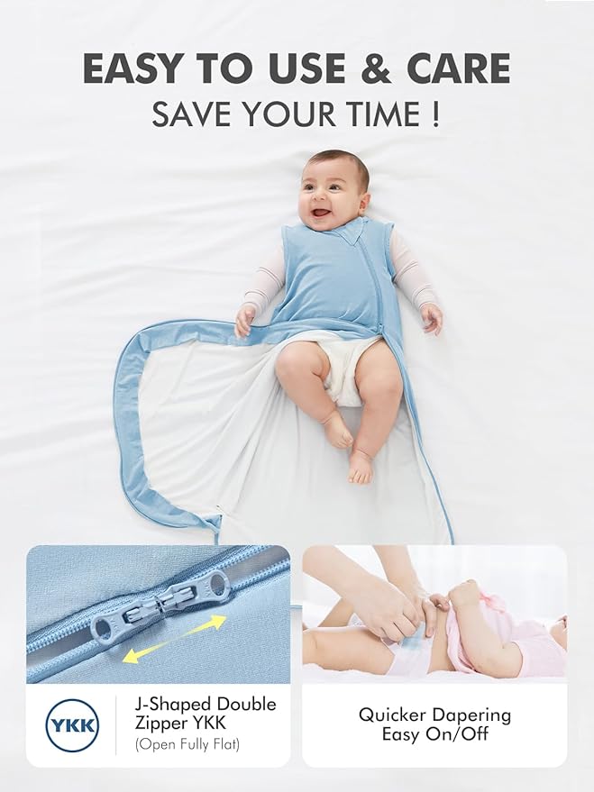 HAPIU Unisex Rayon Made from Bamboo Baby Sleep Sack TOG 0.5, 2-Way Premium Zipper, Wearable Blanket