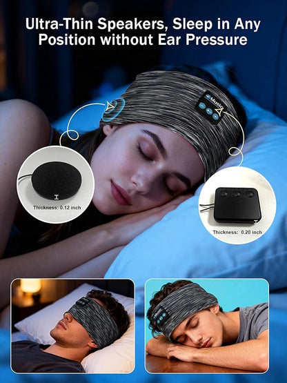 Sleep Headband Headphones,Bluetooth Headbands with Ultra-Thin Speakers for Side Sleepers, Sleep Mask, Wireless Music Headband for Running, Gym, Travel & Focus, Ideal Gift for Men Women Teens