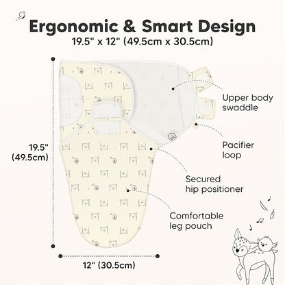 3-Pack Organic Baby Swaddle Sleep Sacks - Swaddles for Newborns, Infant 0-3 Months, Baby Girls, Boys, Soft & Snug Newborn Sleep Sack, Nursery Swaddling Blankets (Bumble Bear, XS)