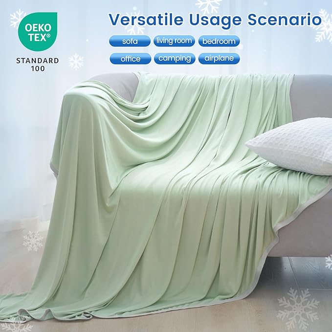 PHF Double Cooling Blanket for Hot Sleepers King Size, Arc-Chill Q-Max>0.5 with Double Cooling, Summer Blanket Absorbs Heat to Keep Cool All Night for Night Sweats (Green, 108''x90'')