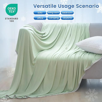 PHF Double Cooling Blanket for Hot Sleepers King Size, Arc-Chill Q-Max>0.5 with Double Cooling, Summer Blanket Absorbs Heat to Keep Cool All Night for Night Sweats (Green, 108''x90'')