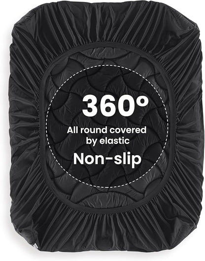 SLEEP ZONE King Size Cooling Mattress Topper, Premium Zoned Cool Mattress Pad Cover, Padded Mattress Protector Breathable Washable, Deep Pocket 8-21" (Black, King)