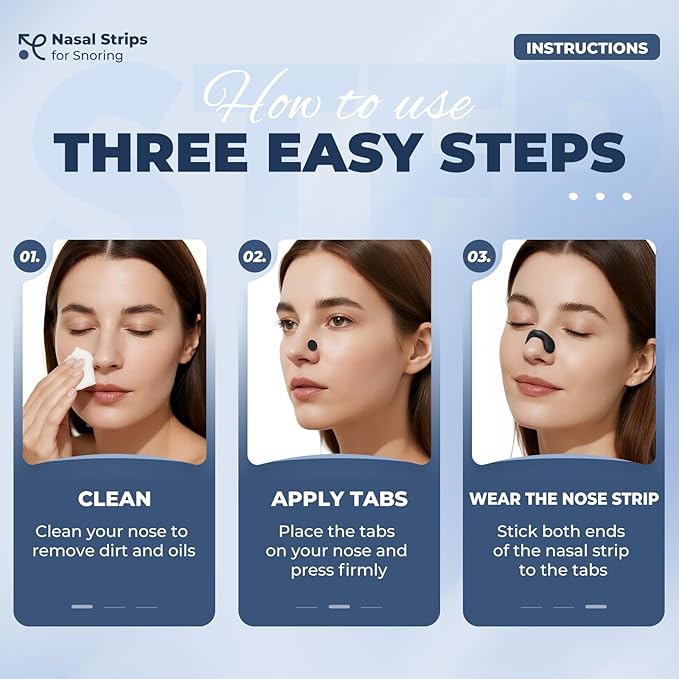 Nasal Strips for Snoring, Extra Strength Snoring Solution Nose Strips, Improve Breathing and Sleep Quality (30 Count, Black)