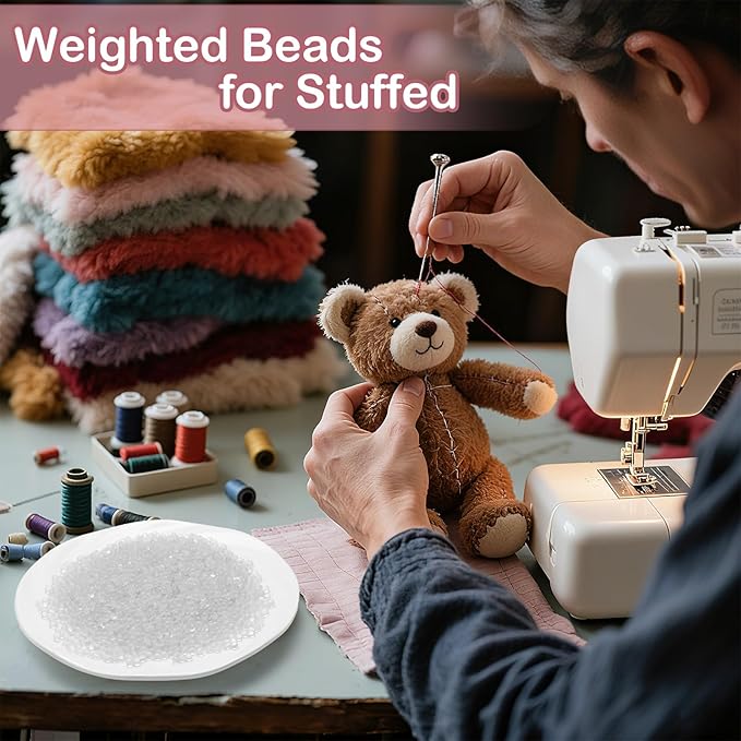 LemonRoad 15 Lbs Glass Beads Weighted Beads Glass Bead Filler Pellets for Stuffing Weighted Blankets Reborn Dolls Crafts Pillows Vests Stuffed Animals Anxiety Lap Pads