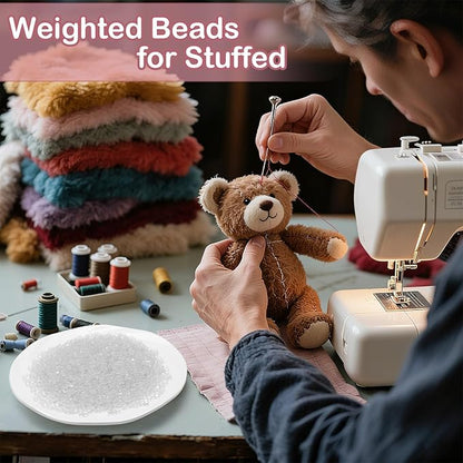 LemonRoad 15 Lbs Glass Beads Weighted Beads Glass Bead Filler Pellets for Stuffing Weighted Blankets Reborn Dolls Crafts Pillows Vests Stuffed Animals Anxiety Lap Pads
