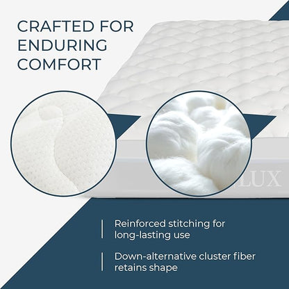 ExceptionalSheets Rayon from Bamboo Mattress Pad with Fitted Skirt - Extra Plush Cooling Topper - Twin XL