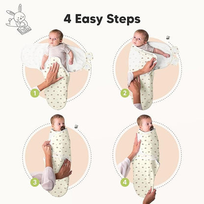 3-Pack Organic Baby Swaddle Sleep Sacks - Swaddles for Newborns, Infant 0-3 Months, Baby Girls, Boys, Soft & Snug Newborn Sleep Sack, Nursery Swaddling Blankets (Nibbles/Bruce, OS)