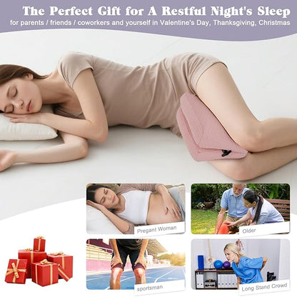 Knee Pillow for Side Sleepers, Leg Support Pillow for Hip Pain Smooth Spine Alignment for Better Sleep, Ideal Pillows for Side Sleeping Knee and Back Pain Relief, Pink