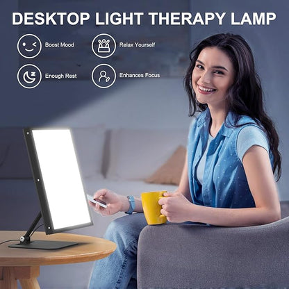 Light Therapy Lamp,10000 Lux UV-Free Desk Happy Lamp, 5 Colors & 5 Brightness Levels I-Beam Sun Lamp with Flexible Gooseneck for Study/Home/Office