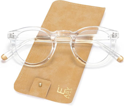 EASY READ Retro Round Blue Light Blocking Reading Glasses for Women,Anti UV Readers for Women with Spring Hinge