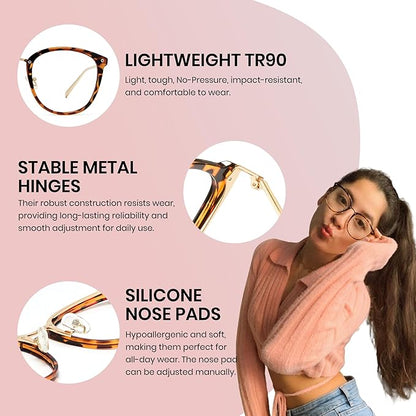Cyxus Blue Light Glasses for Woman, Fashion Computer Glasses on Office Reduce Eye Strain Anti Migraine for Working Reading