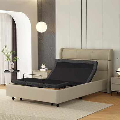 Vipbear Full Adjustable Beds with Thickened Frame, Adjustable Bed Frame with Pillow-Tilt,Separate Head/Foot Lift,Smart APP Control, Massage, Zero Gravity, Anti-Snore, Wireless Remote,USB Ports