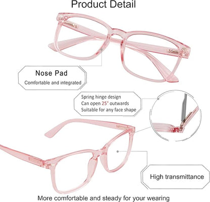 YEIN Progressive Multifocus Reading Glasses, Spring Hinge Blue Light Blocking Glasses for Women, No Line Multifocal Readers with Clear Lenses (+1.00/+4.00 magnification)