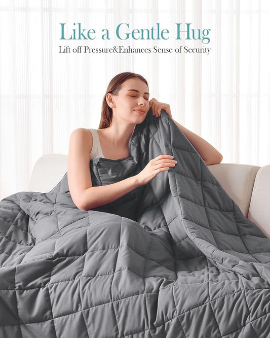 Topblan Weighted Blanket for Adults 20lbs, Breathable Cooling Weighted Blanket, High Breathability Heavy Blanket, Soft Material with Glass Beads for All Season, Sofa Bed, 60"x80" Queen Size, Dark Grey