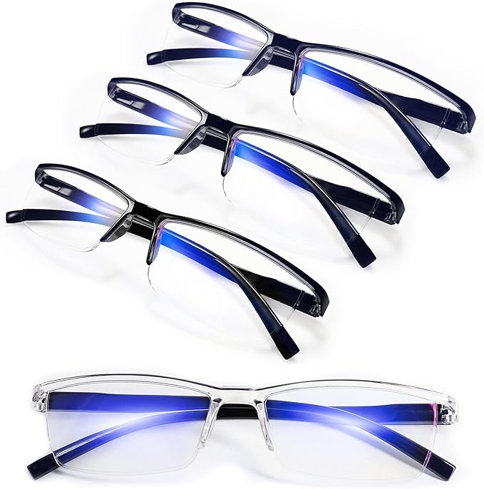 4PCS Stylish Anti-Blue-Light Reading Glasses Men Women Computer Readers Lightweight Blue Blockers 2.0X 1.0 1.25 1.5 1.75 2.0 2.25 2.5 2.75 3.0 3.5 4.0