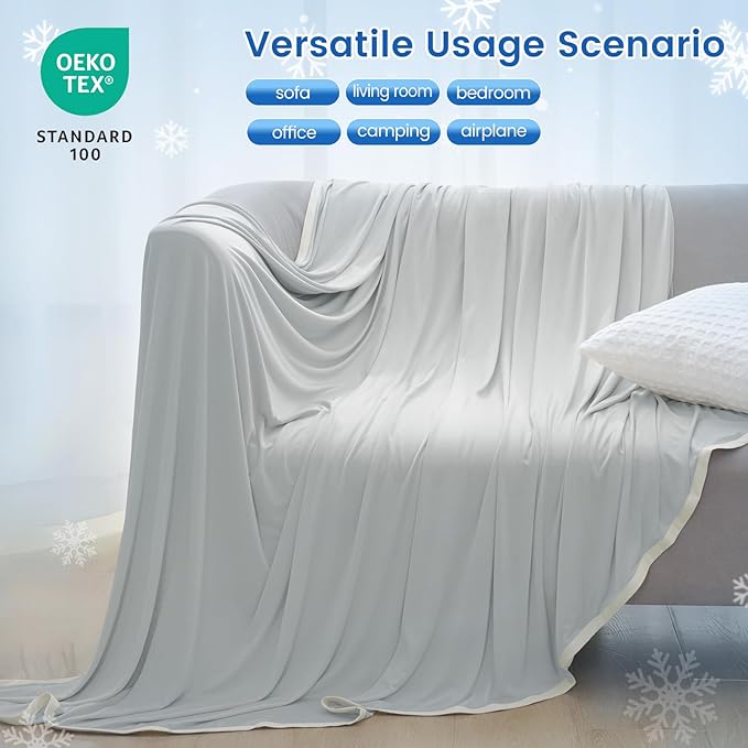 PHF Double Cooling Blanket for Hot Sleepers King Size, Arc-Chill Q-Max>0.5 with Double Cooling, Summer Blanket Absorbs Heat to Keep Cool All Night for Night Sweats (Silver Grey, 108''x90'')