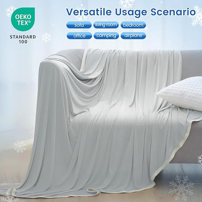 PHF Double Cooling Throw Blanket for Hot Sleepers, Arc-Chill Q-Max>0.5 with Double Cooling, Summer Blanket Absorbs Heat to Keep Cool All Night for Night Sweats (Silver Grey, 50''x60'')