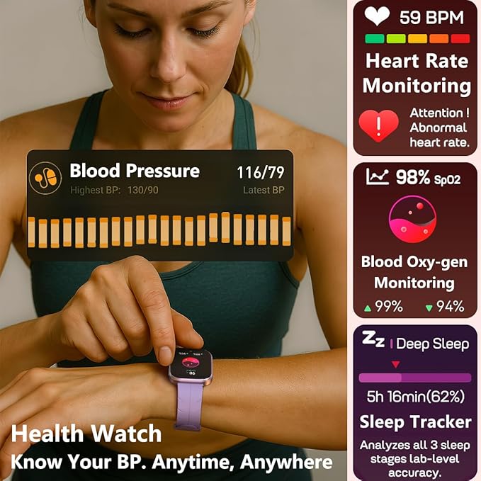 MorePro Fitness Tracker with 24/7 Heart Rate & Blood Pressure Monitor, Smart Watch with Blood Oxy-gen, Sleep Tracking, Fitness Watch 120+ Sports Modes, Answer/Make Calls for Men and Women