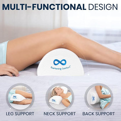Everlasting Comfort Under Knee Pillow for Back Sleeping - Memory Foam Half Moon Leg Bolster Pillow for Back Pain, Thoracic Support (Pack of 2)
