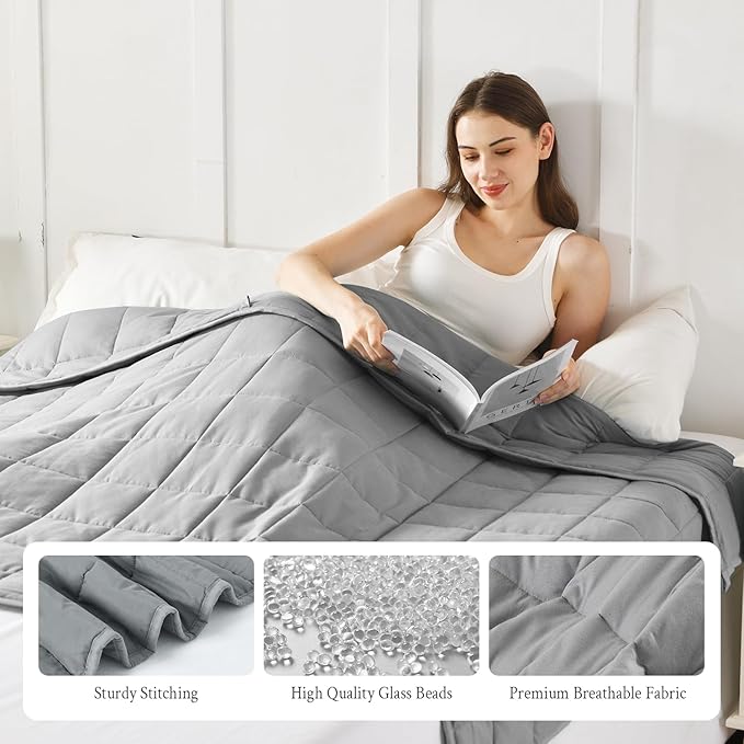 Topblan Weighted Blanket for Adults 25lbs, Breathable Big Weighted Blanket for Sleeping, Soft Heavy Microfiber Material with Glass Beads Blanket for All Season, Sofa Bed, 80"x87" King Size,Grey