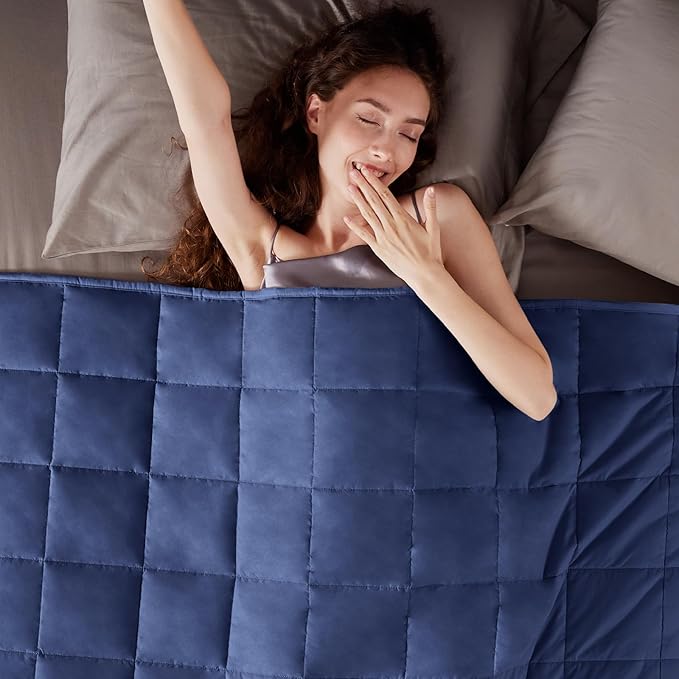 Weighted Blanket Twin Size (48"x72" 20lbs),Ultra Soft and Cozy Cooling Weighted Blanket Twin Size for Adult,Heavy Blanket with Machine Washable Soft Blanket, Blue