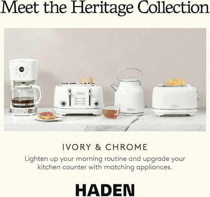 HADEN Coffee Machine, 12 Cup Programmable Drip Coffee Maker, Ivory & Chrome