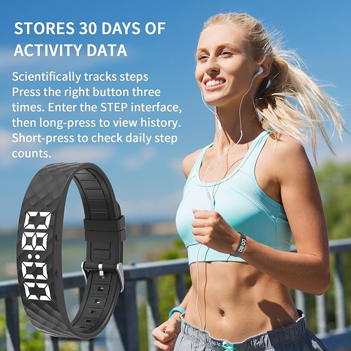 Alarm Bracelet, Silent Timer Watch, 8.82x0.65x0.37inches Wristband Vibration, Adjustable Clock Band with Rubber Build, Travel Accessory with Modern Style, Sleep Aid Gear for Women Men Seniors Elderly