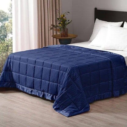 downluxe Weighted Blanket King Size, 18 lb Weighted Blanket with Glass Beads for All Season, Machine Washable Heavy Blanket (Navy, 108 X 90 Inch)