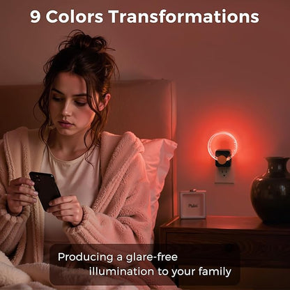 L LOHAS LED Night Lights Plug into Wall, Changing RGB Night Light with Dusk to Dawn Sensor, 180° Rotatable Bubble Nightlight Plug in Wall for Halloween, Christmas, Holiday, Hallway