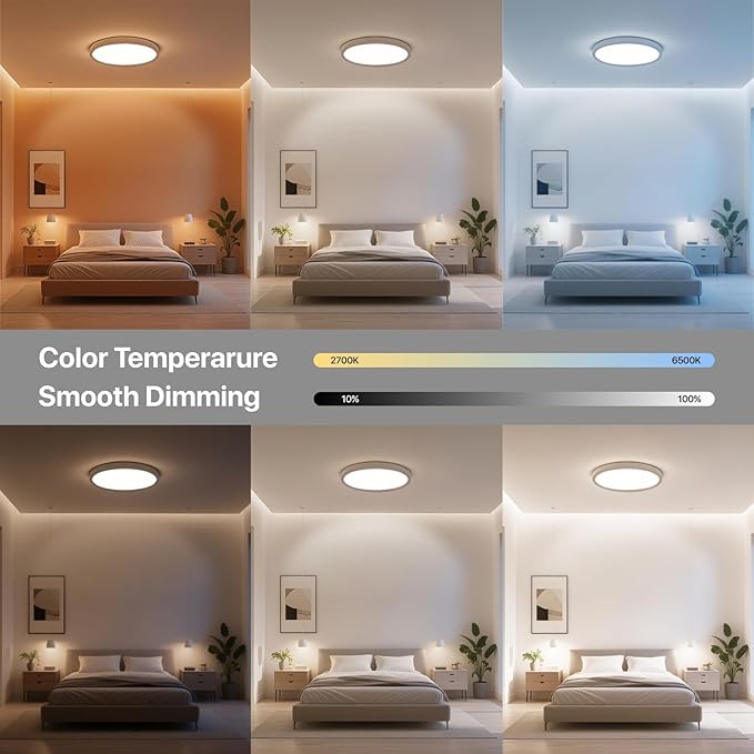 1 Pack Smart RGB Ceiling Light with Remote, 32W 3200LM, 15.8 Inch LED Flush Mount Ceiling Light Works with Alexa Google Home, Dimmable&2700K-6500K, Low Profile Wired Light for Bedroom Kitchen