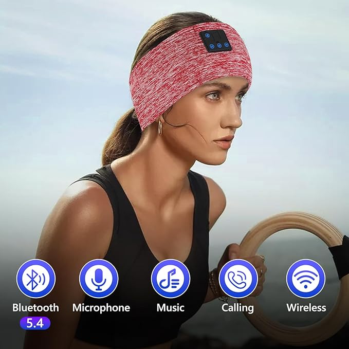 Aurya Sleep Headphones Sports Wireless Bluetooth Headband for Side Sleeper, Bluetooth 5.4, with Ultra-Thin HD Stereo Speaker, Sleeping Headphone for Women Men Running Yoga Workout