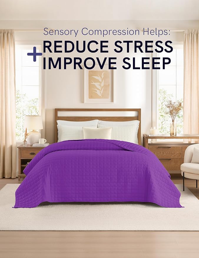 YnM 10lbs Weighted Blanket for Adults, Cotton Heavy Bed Throw Blanket with Cooling Glass Beads for All Season Use, Ideal for ~90lbs (48x72 Inches, Twin/Full, Fuchsia Purple)
