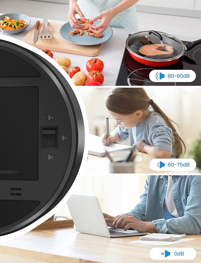 LIORQUE Digital Kitchen Timer, Magnetic Countdown Countup Timer with Large LED Display, 2 Brightness Levels, 3 Volume Levels, Productivity Timers for Classroom Cooking Fitness