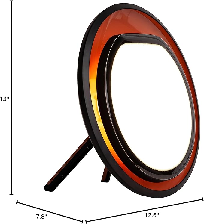 Lumie Halo | 10,000 Lux Light Therapy Lamp for Winter Blues Relief, Mood Boost, and Energy | Adjustable Brightness and Color Temperature | Simulates Natural Sunlight | Black/Copper