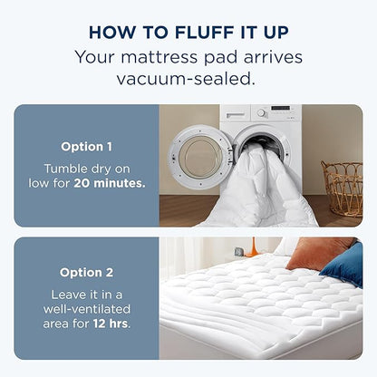 Bedsure Queen Mattress Pad - Quilted Fitted Mattress Topper Protector with 8-21 Inches Deep Pocket, Noiseless Breathable Bed Cover Padded, Machine Washable, White, 60x80 Inches