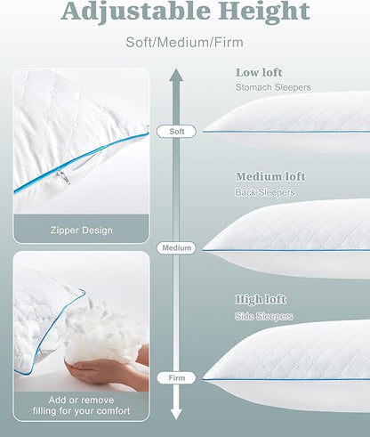 YZ HOME Long Body Pillow for Adults - Firm Body Pillow Insert with Shredded White Memory Foam, Adjustable Height, Soft Support for Side Sleeping, Pregnant Women, Washable (White, 20x54 Inch)