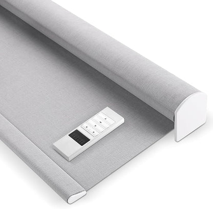 ZSHINE Motorized Blackout Window Blinds Over-Size Customize Width (21-114 Inches) Remote Control Wireless and Rechargeable Motor Roller Shades Blinds for Windows(82133C)