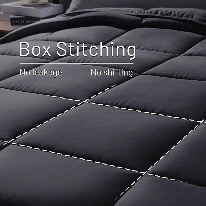 NEXHOME PRO Lightweight Cooling Comforter Twin,Organic Natural Viscose from Bamboo Duvet Insert Dark Grey Down Alternative Summer Bedding Blanket Cool for Hot Sleepers,8 Corner Tabs(65"x 90")